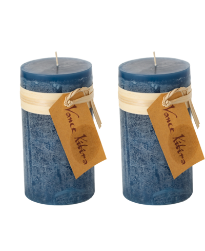 Vance Kitira 6" Timber Pillar Candles, Set Of 2 In English Blue