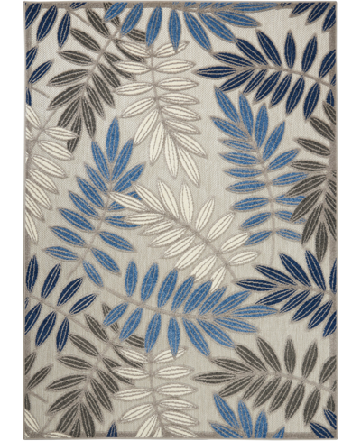 Nourison Home Aloha Alh18 5'3" X 7'5" Outdoor Area Rug In Gray,blue