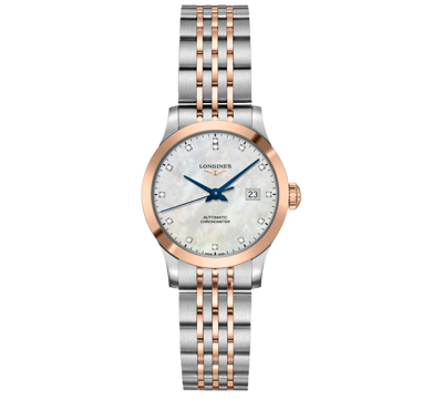 Longines Women's Swiss Automatic Record Diamond-accent Stainless Steel & 18k Rose Gold Cap 200 Bracelet Watch In No Color