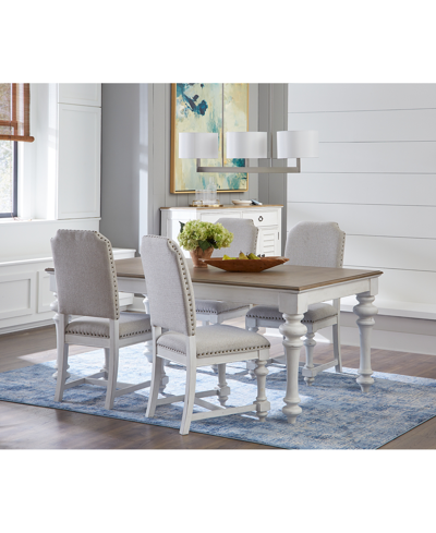 Macy's Mandeville 5pc Dining Set (rectangular Table + 4 Upholstered Chairs) In White