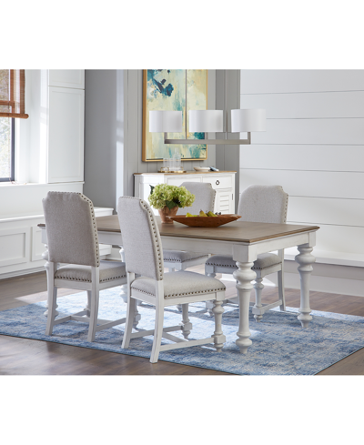 Macy's Mandeville 5 Pc. Dining Set (rectangular Table & 4 Upholstered Chairs) In White