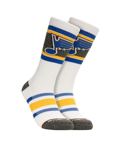 Mitchell & Ness Men's  St. Louis Blues Cross Bar Crew Socks In White,yellow