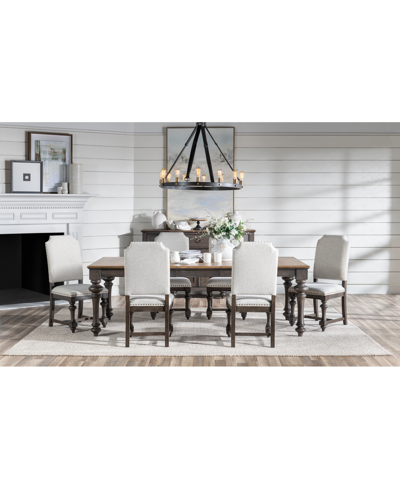 Macy's Mandeville 7pc Dining Set (rectangular Table + 6 Upholstered Chairs) In Brown