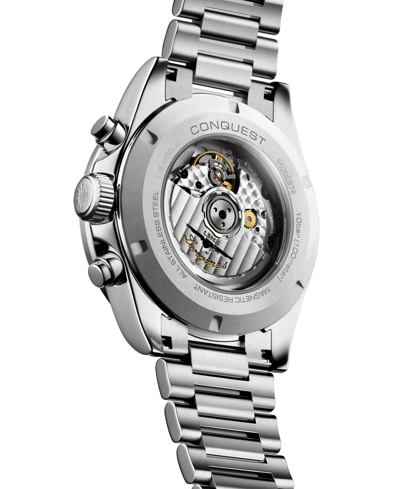 Longines Men's Swiss Automatic Chronograph Conquest Stainless Steel Bracelet Watch 42mm In Silver