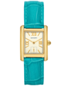 Tory Burch The Eleanor Watch - Croc Embossed Leather And Gold-tone Stainless Steel In Blue