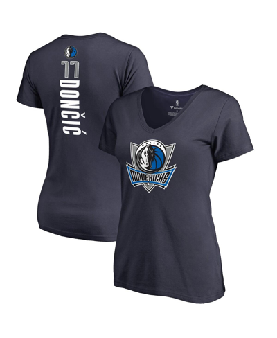 Fanatics Women's  Luka Doncic Navy Dallas Mavericks Backer V-neck T-shirt