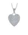 Bling Jewelry Romantic Elegant Large Pave Cubic Zirconia Cz Puff Heart Shape Pendant Necklace For Women Teen .925 In Clear