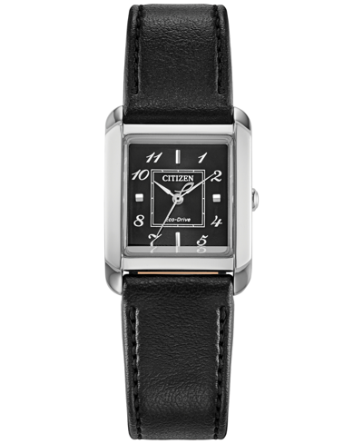 Citizen Eco-drive Women's Bianca Black Leather Strap Watch 28mm