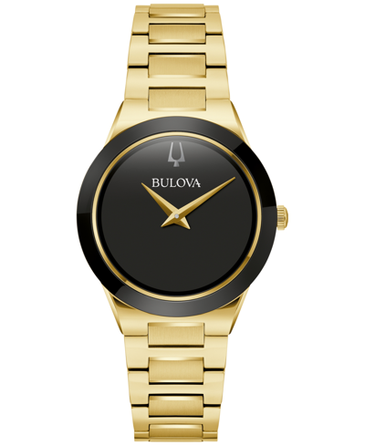 Bulova Women's Modern Millennia Gold-tone Stainless Steel Bracelet Watch 32mm In Black/gold