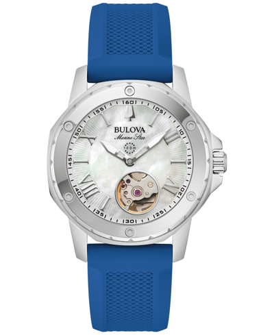 Bulova Women's Automatic Marine Star Blue Silicone Strap Watch 35mm