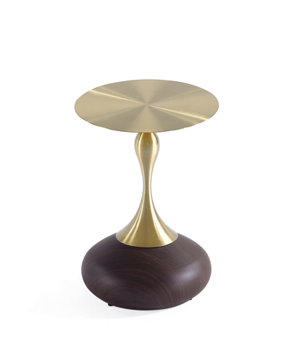 Manhattan Comfort Patching 15.75" Wide Stainless Steel Gold-tone Tabletop End Table In Brown And Gold