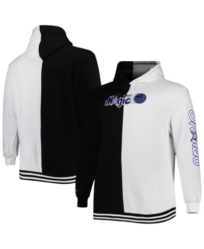MITCHELL & NESS MEN'S MITCHELL & NESS BLACK, WHITE ORLANDO MAGIC BIG AND TALL HARDWOOD CLASSICS SPLIT PULLOVER HOODI