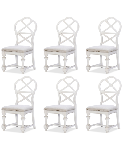 Macy's Mandeville 6pc X-back Chair Set In White