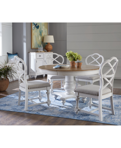 Macy's Mandeville 5 Pc. Dining Set (round Table & 4 X-back Chairs) In White