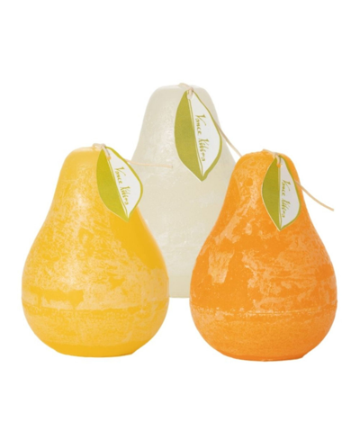 Vance Kitira 4.5" Pear Candles Kit, Set Of 3 In Pale Yellow,melon White,pumpkin