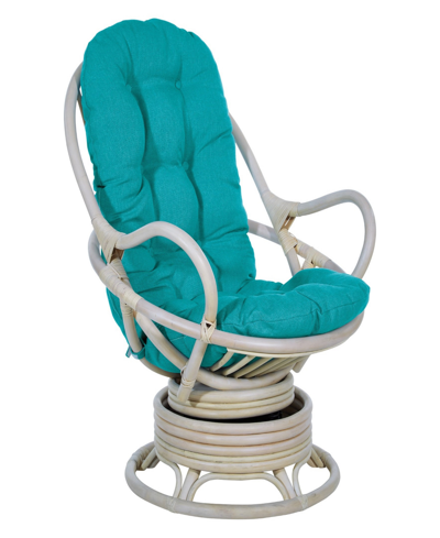 Osp Home Furnishings Office Star 39" Fabric, Rattan Lanai Swivel Rocker Chair In Blue