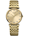 LONGINES WOMEN'S SWISS LA GRANDE CLASSIQUE DE LONGINES DIAMOND (1/10 CT. T.W.) GOLD PVD BRACELET WATCH 29MM