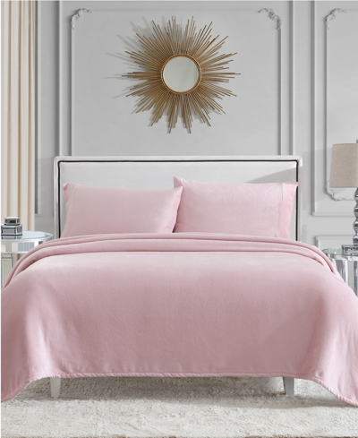 Juicy Couture Plush 4 Piece Sheet Set, Queen In Pink