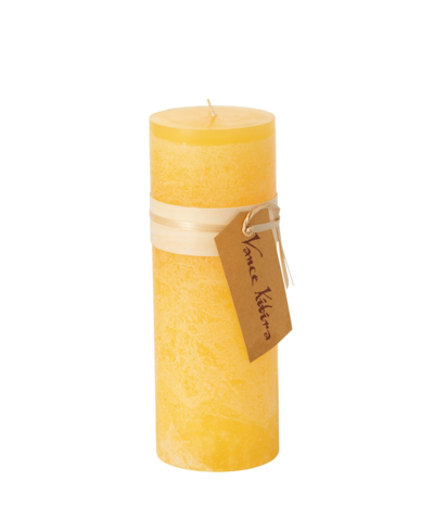 Vance Kitira 9" Timber Pillar Candle In Pale Yellow