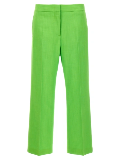 Msgm Flared Trousers With Pockets And Pleats In Green