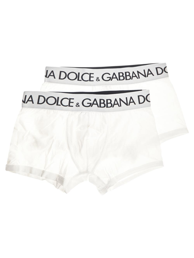 Dolce & Gabbana Two-pack Cotton Jersey Boxers In White