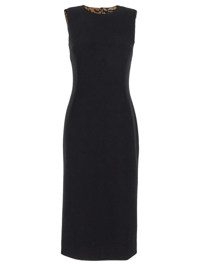 Dolce & Gabbana Wool Sleeveless Dress In Black