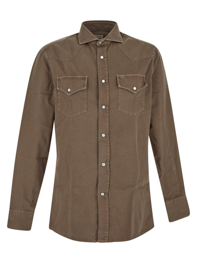 Brunello Cucinelli Cotton Shirt In Brown