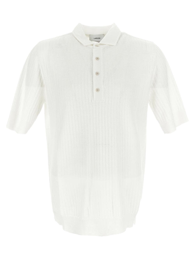 Lardini Ribbed Polo In White