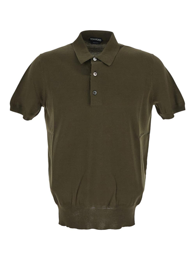 Tom Ford Cotton Polo In Green