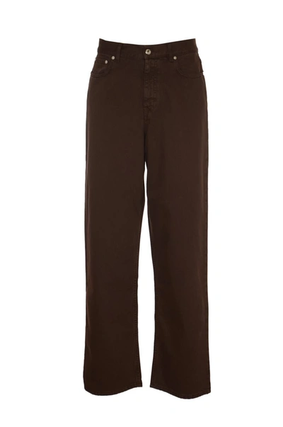 Séfr Brown Wide Cut Jeans In Washed Brown