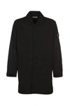 Stone Island Compass-badge Single-breasted Coat In Black