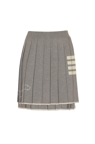 Thom Browne Pleated Skirt In Grey