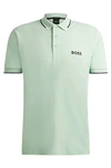 Hugo Boss Cotton-blend Polo Shirt With Contrast Logos In Green