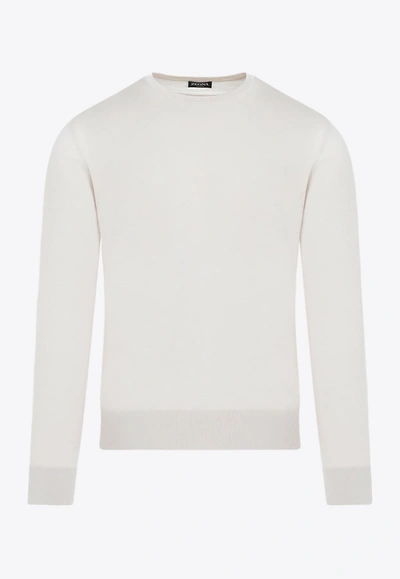 Zegna Cashmere And Silk Sweater In White