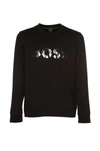 Hugo Boss Logo-print Ribbed Cotton Sweatshirt In Black