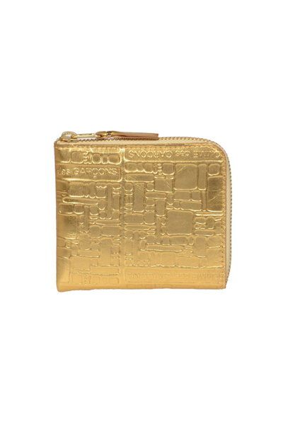 Comme Des Garçons Leather Wallet In Golden