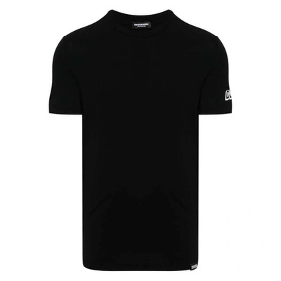 Dsquared2 Rubberised-logo T-shirt In Black