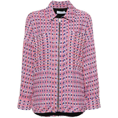Iro Long-sleeve Tweed Jacket In Pink/blue