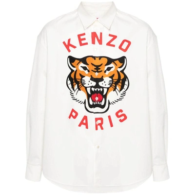 Kenzo Lucky Tiger 棉衬衫 In Blanc