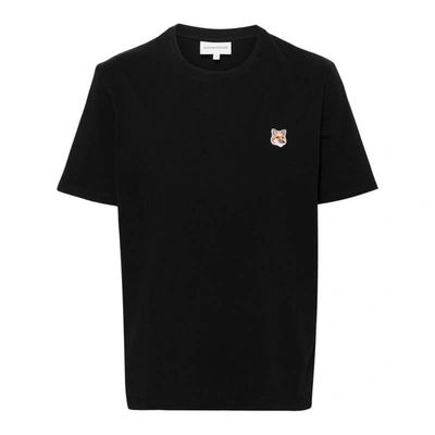 Maison Kitsuné Fox Head Patch Regular Tee Shirt Black Cotton T-shirt With Chest Patch - Fox Head Patch Regular Tee