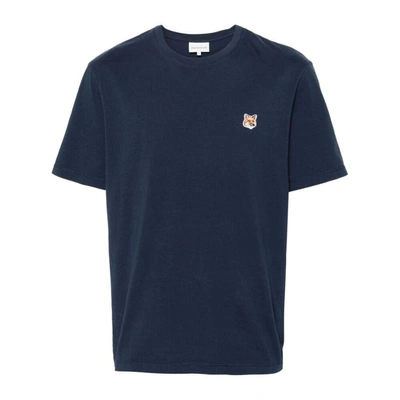 Maison Kitsuné Fox Head Patch Regular T-shirt In Blue