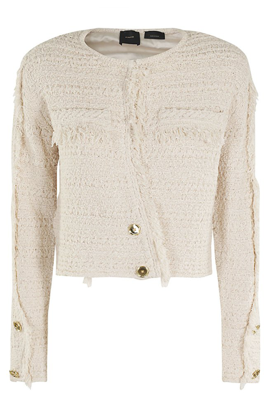Pinko Button Detailed Sleeved Blouse In Beige