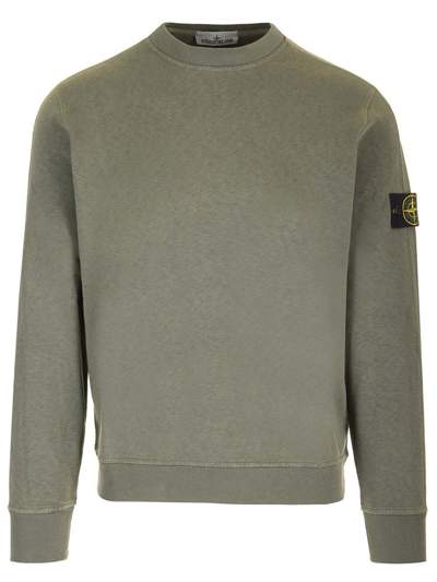 Stone Island Logo Patch Crewneck Sweatshirt In Green