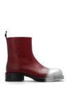 ACNE STUDIOS ACNE STUDIOS RED LEATHER ANKLE BOOTS WITH LOGO