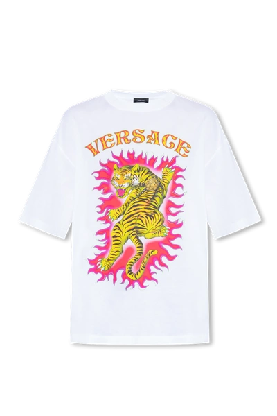 Versace White Printed T-shirt In New