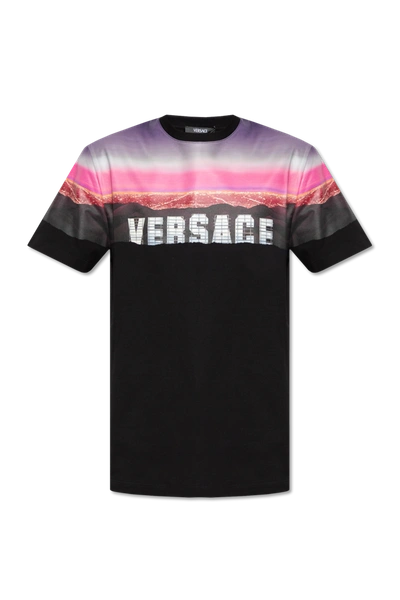 Versace Man Black Cotton T-shirt In New