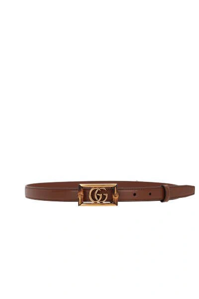 Gucci Double G Bamboo Detailed Belt In Brown