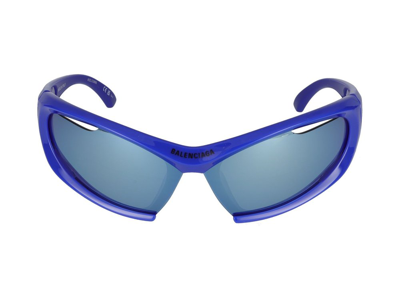 Balenciaga Eyewear Geometric Frame Sunglasses In Blue