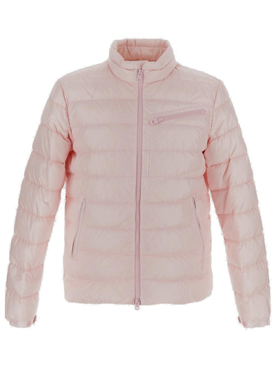 Moncler Logo Patch Zip In Pink