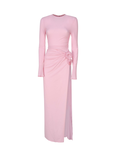 Magda Butrym Maxi Dress With Long Gathered Sleeves In Pink
